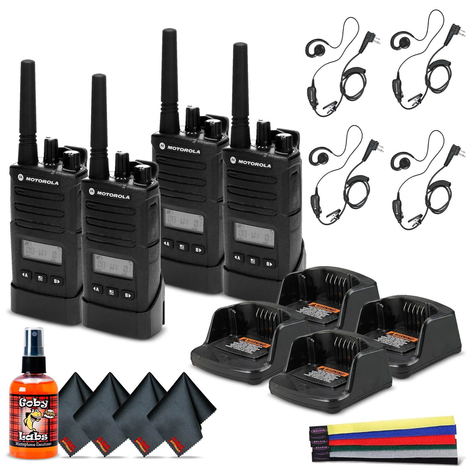 4 x Motorola RMU2080d On-Site 2-Way  Radio with Display - 4 Pack With Mic Bundle