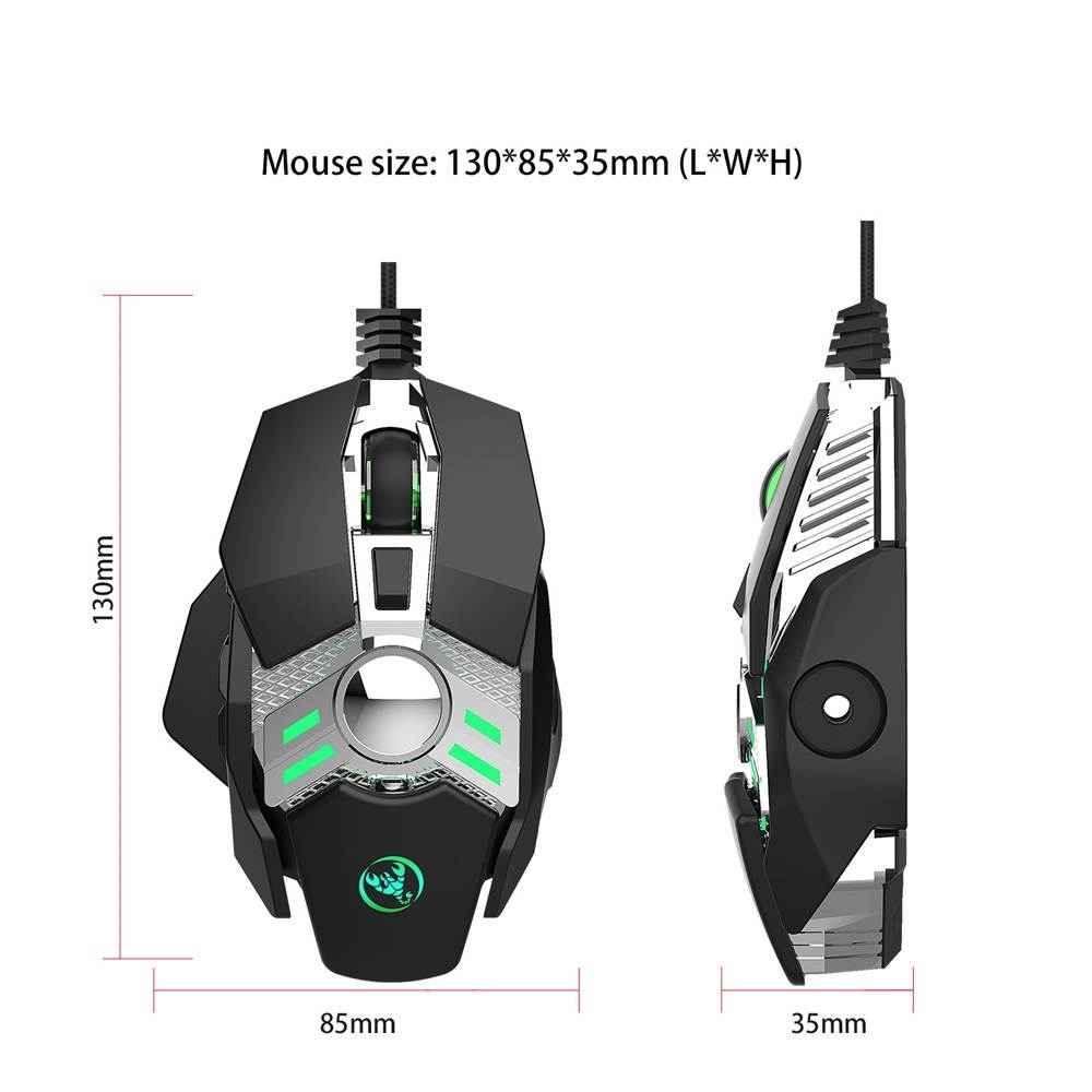 Wired Gaming Mouse 6400DPI 7Key Macro Definition Programmable Wired Mouse Gamer Mice Breathing light for Computer Laptop PC PUBG