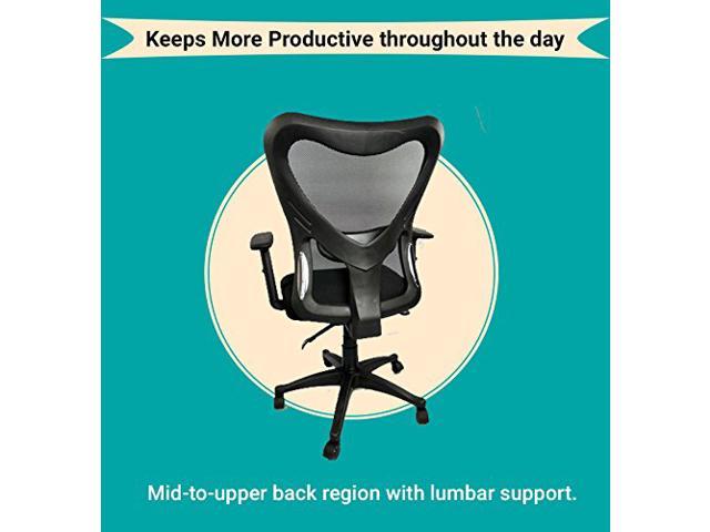 Executive Chelsea Comfortable Adjustable Height Ergonomic Office Computer Task Chair with Tilt Lock Mechanism, Swivel, Built-In Lumbar Support, Supported Durable Mesh Back - BLACK COLOR
