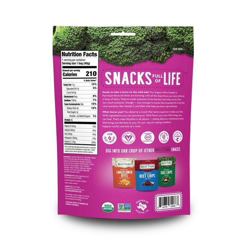 Rhythm White Cheddar & Parmesan Organic Broccoli Bites - 1.4oz