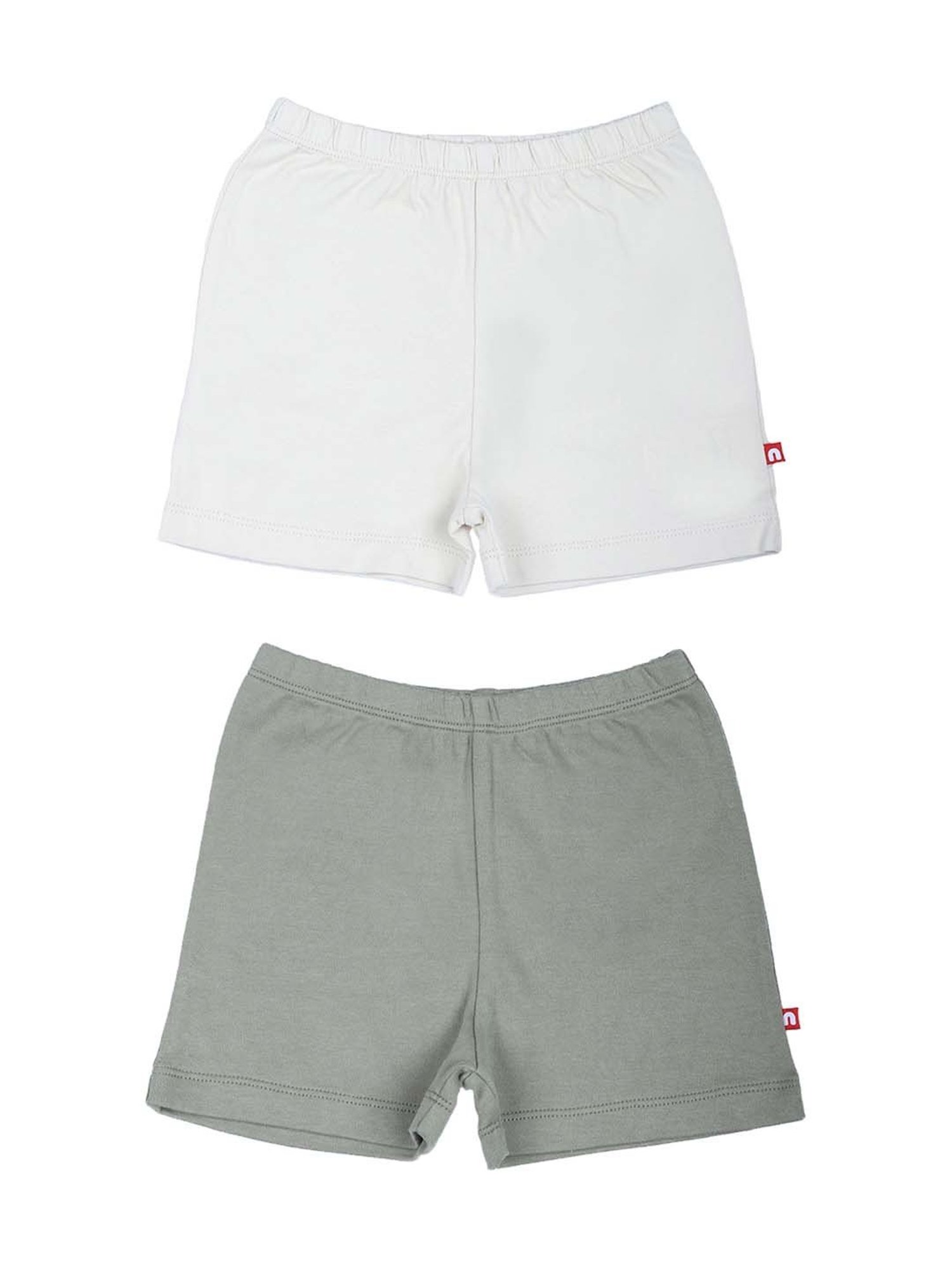 Nino Bambino Boys Grey & White Cotton Regular Fit Shorts (Pack of 2)