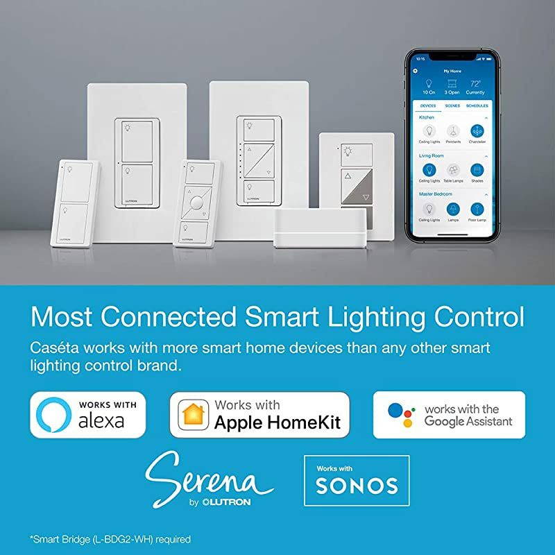 Caseta Smart Home Plugin Lamp Dimmer Switch Works with Alexa Apple HomeKit and The Google Assistant | PD3PCLWH | White