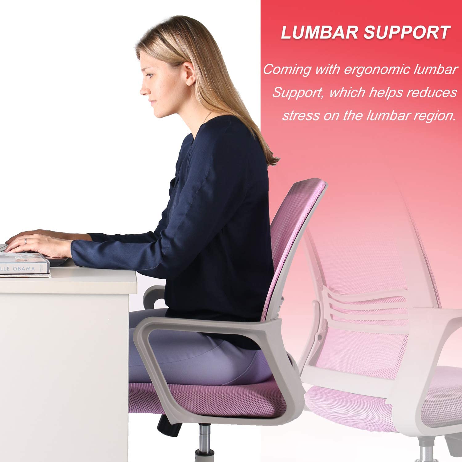 SMUGDESK Home Office Chair, Mid Back Mesh Office Computer Swivel Desk Task Chair, Ergonomic Executive Chair with Armrests