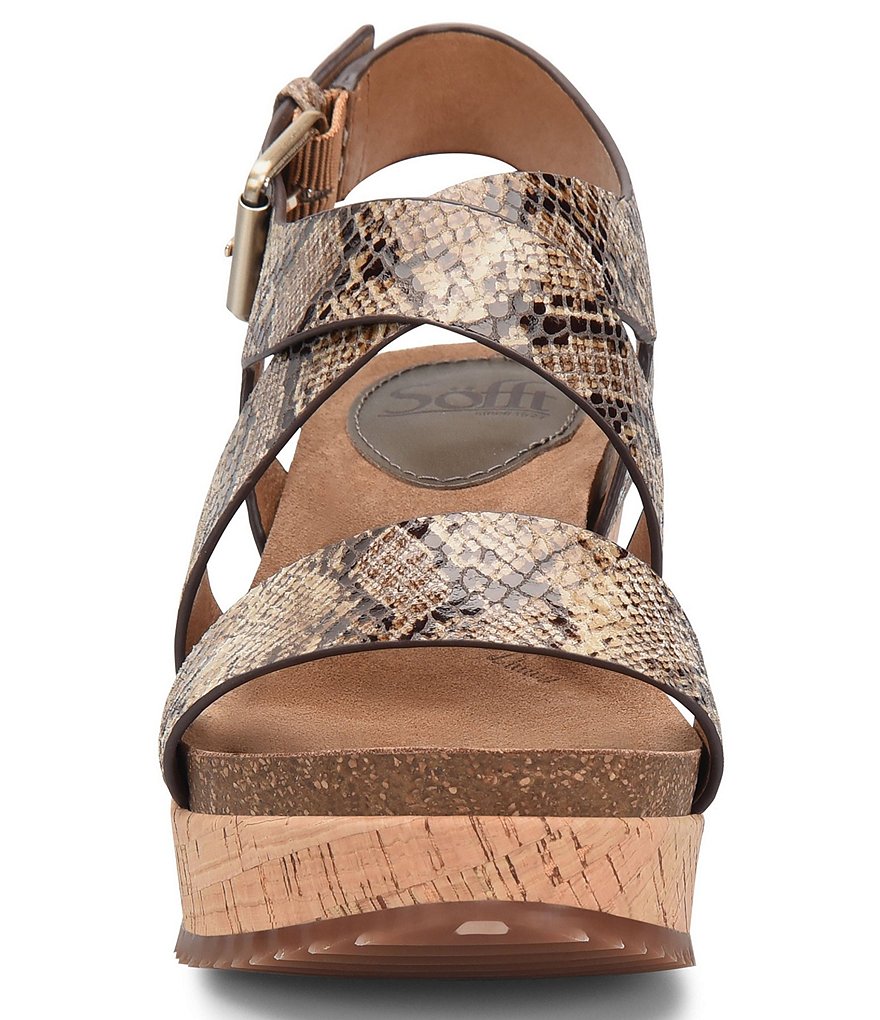 Sofft Haddison Snake Print Cork Wrapped Wedge Sandals