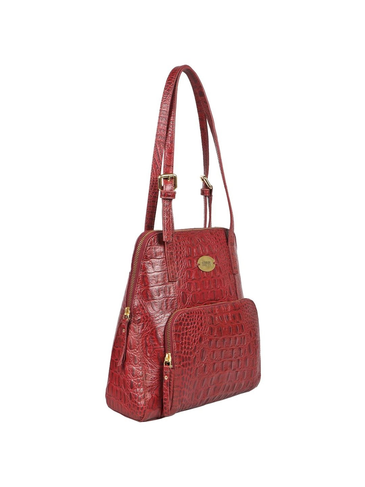 Hidesign Red Textured Medium Shoulder Handbag