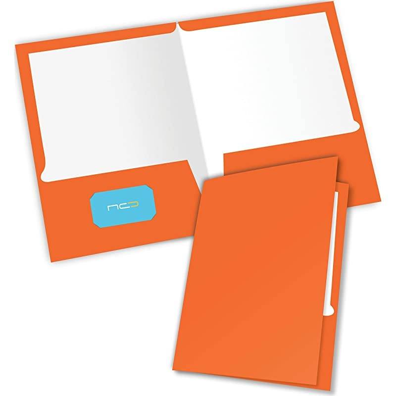 2 Pocket Presentation FolderPortfolio Heavy Duty Paper UV Glossy Laminated 6 Folders Per Pack in a Display Box Orange