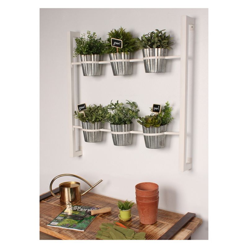 Wall Shelf with Planters - White