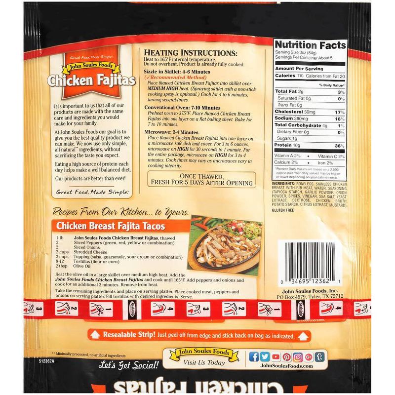 John Soules Foods Fully Cooked Chicken Fajitas - Frozen - 16oz