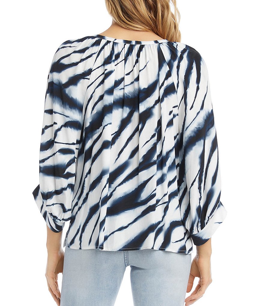 Karen Kane Blouson Sleeve Zebra Print Peasant Top