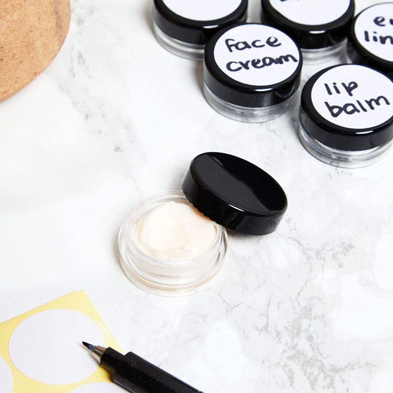 Bright Creations 60 Pack Small Plastic Jars with Lids and Label, Storage Containers for Slime Crafts Cosmetics (3ml)