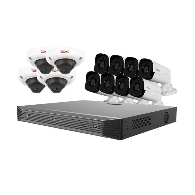 Revo America RU162D4GB8GA-4T Ultra HD Audio Capable 16 Channel Surveillance System with 12 4Megapixel Cameras