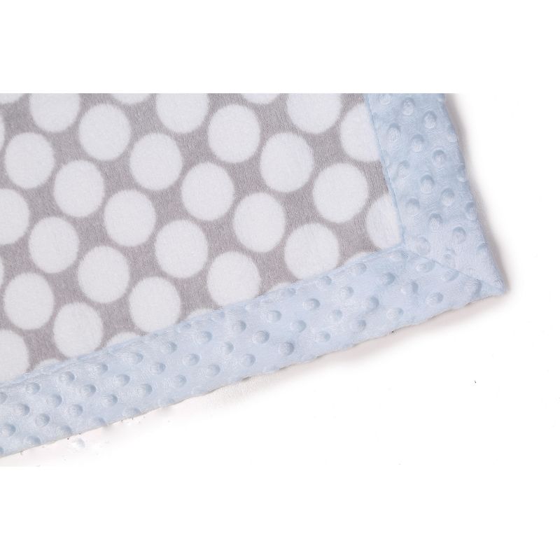 Bacati - Grey Dots with Solid Border Blanket (Grey Dots/Baby Blue Border)