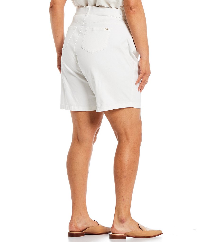 Calvin Klein Plus Size Stretch Cotton-Blend Mid Rise Bermuda Shorts