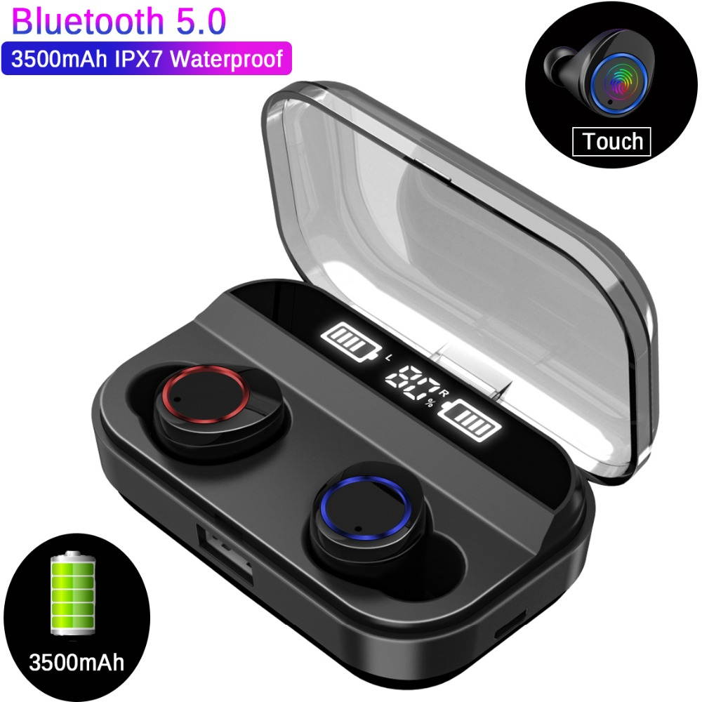5pcs TWS Bluetooth 5.0 Wireless Earbuds With 4000Amh Charging Case IPX7 Waterproof TWS Stereo Headphones in-Ear Built-in Mic Headset Premium Sound with Deep Bass for Sport - Black
