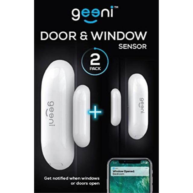 Geeni Smart Door and Window Sensors, White, 2-Pack &ndash; No Hub Required &ndash; Wireless Design, Instant Alerts, Requires 2.4 GHz Wi-Fi