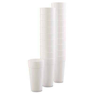 Drink Foam Cups, Hot/Cold, 24Oz, White, 25/Bag, 20 Bags/Carton