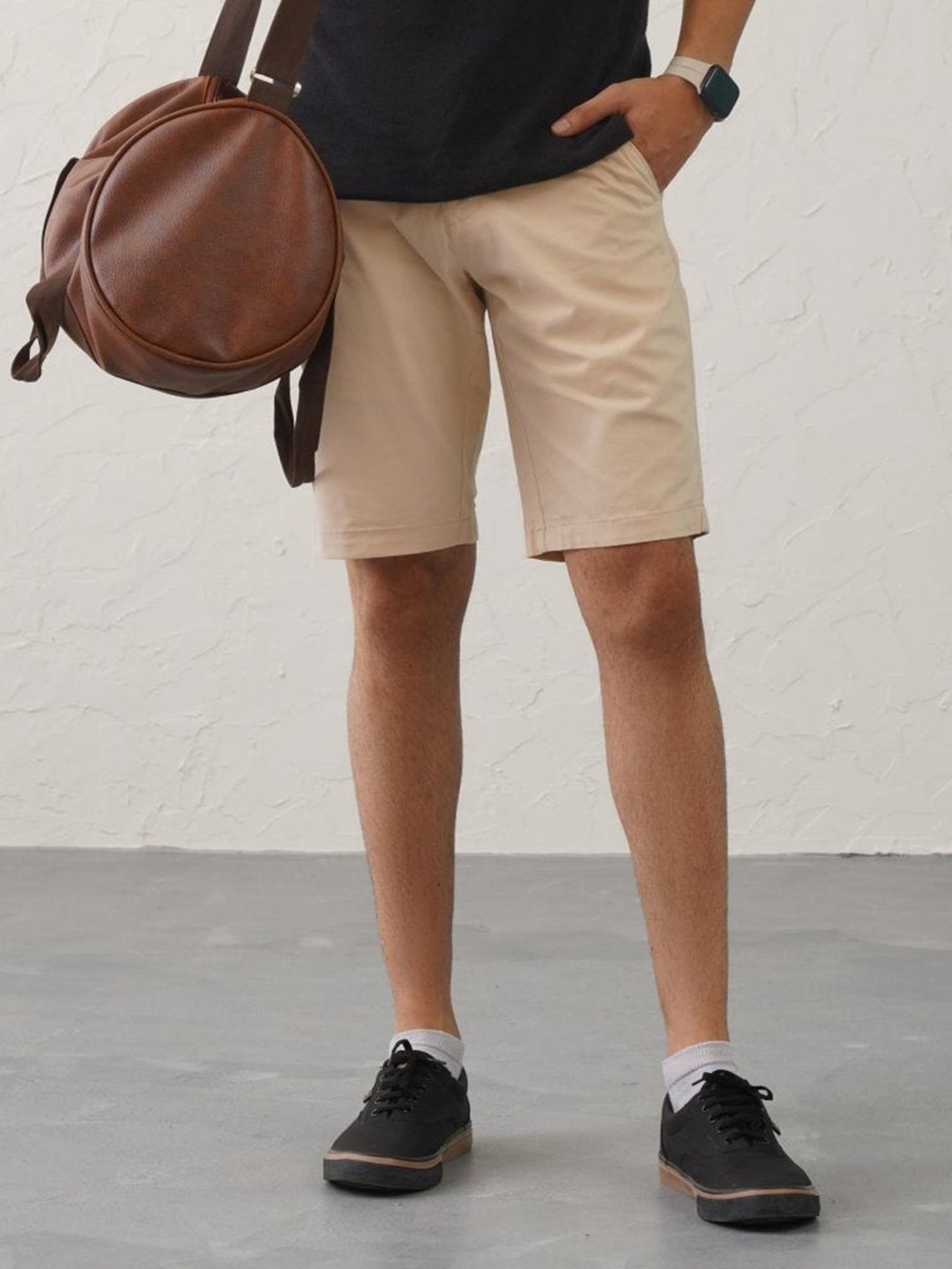 MinusOne Beige Regular Fit Shorts