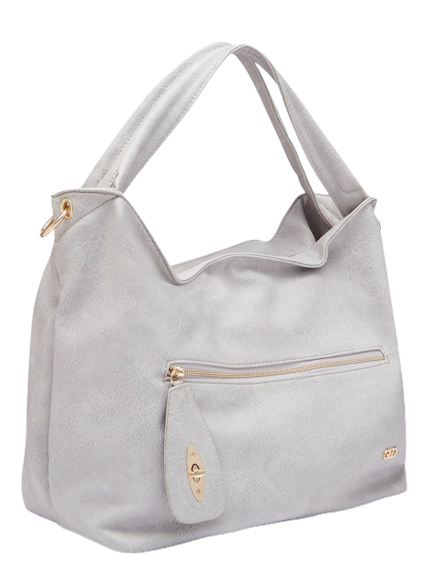 Globus Women Grey Textured Vegan Leather Hobo Bag