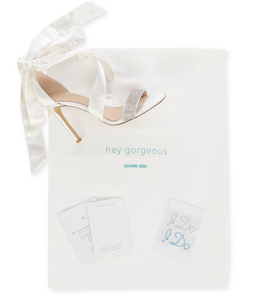 Gianni Bini Bridal Collection Sonnalie Rhinestone Embellished Satin Wrap Dress Sandals