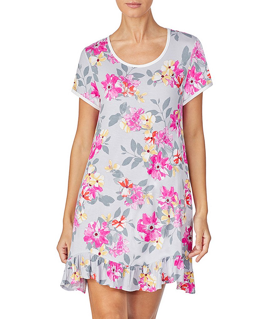 Kensie Floral-Printed Jersey Knit Sleepshirt