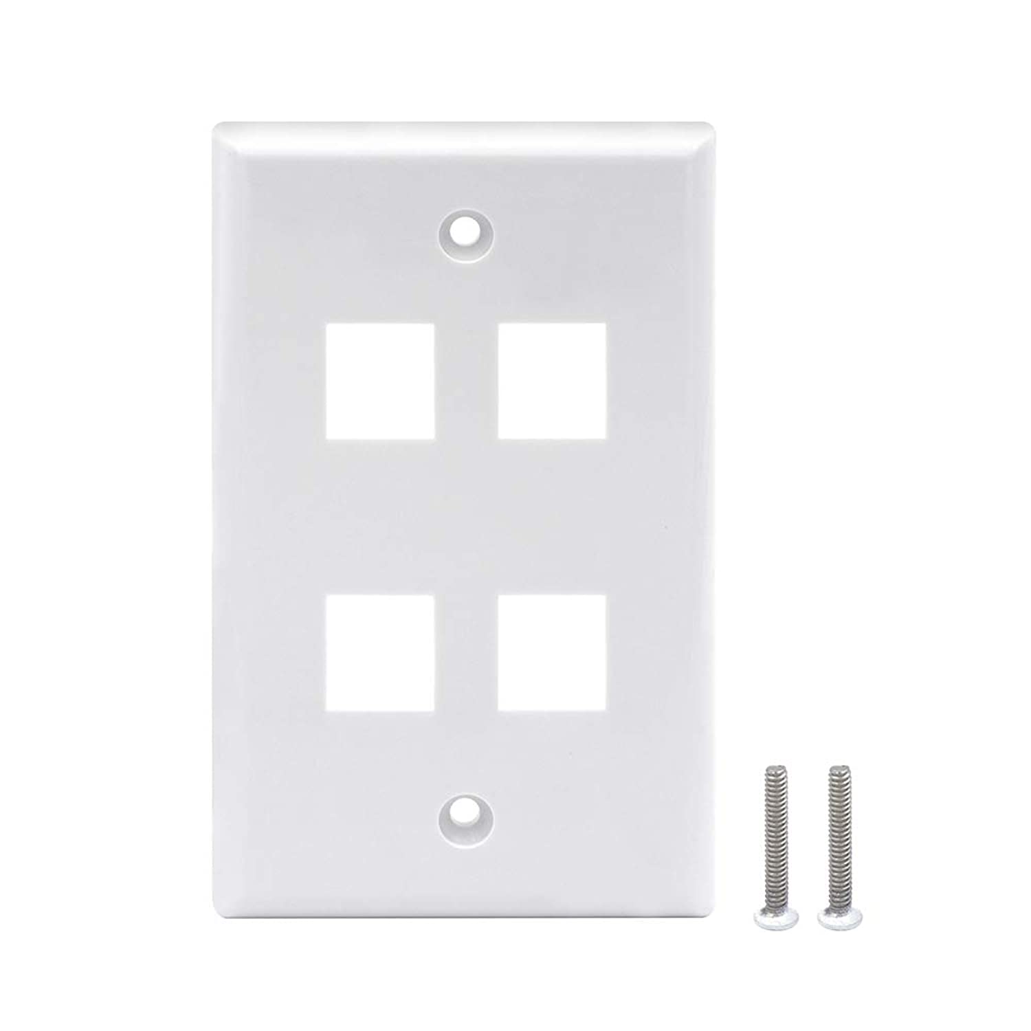 VCE 10 Pack 4-Port Keystone Wall Plate Keystone Jack Modular Inserts- White UL Listed