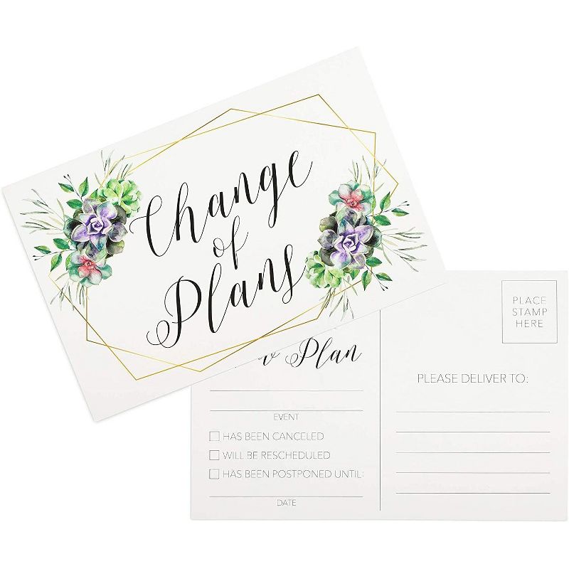 Pipilo Press 48-Pack Change of Plans Postcard, Floral Event Postponement Cards (6 x 4 In)
