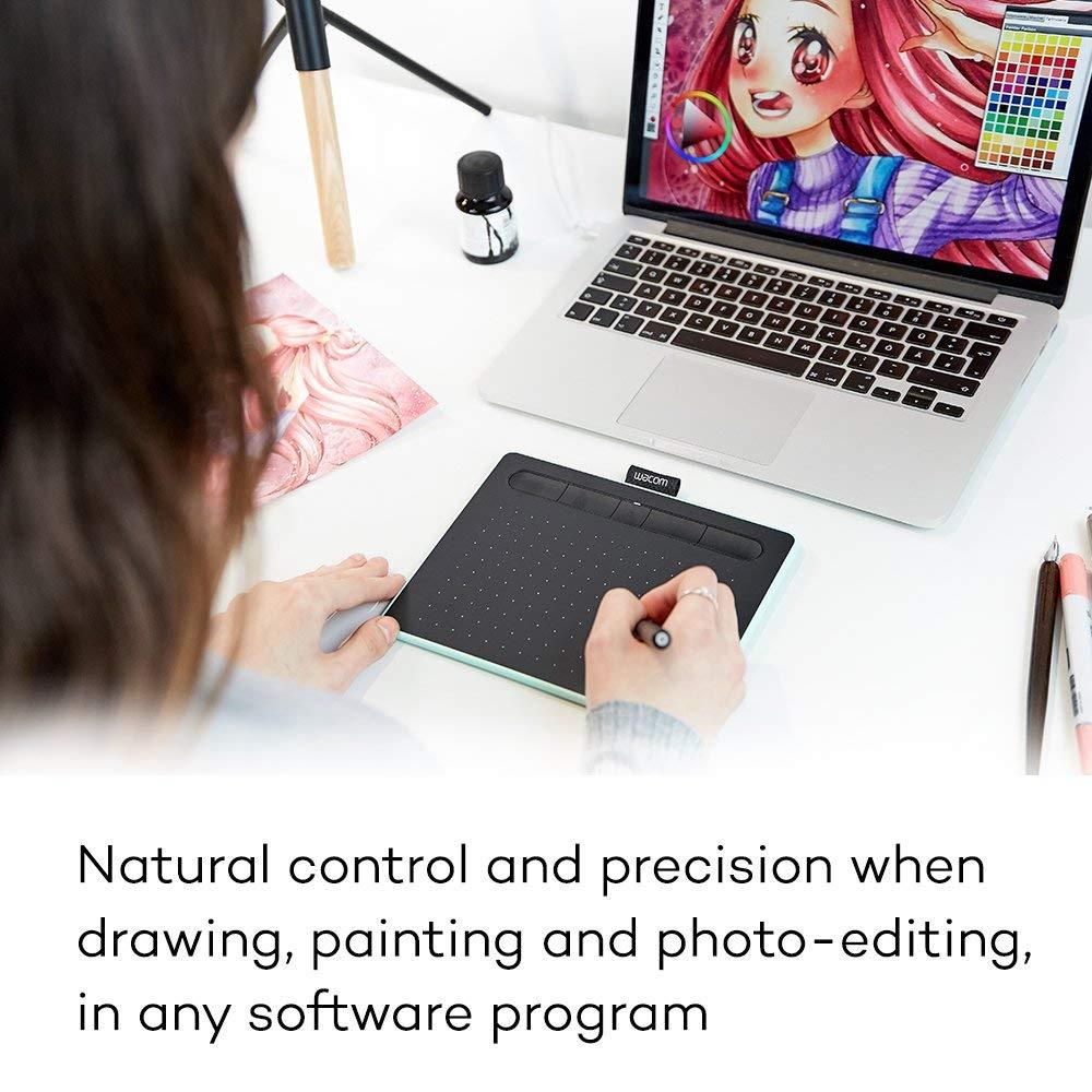 Wacom Intuos Wireless Graphic Tablet with 3 Bonus Software Included, 7.9" x 6.3", Black (CTL4100WLK0)