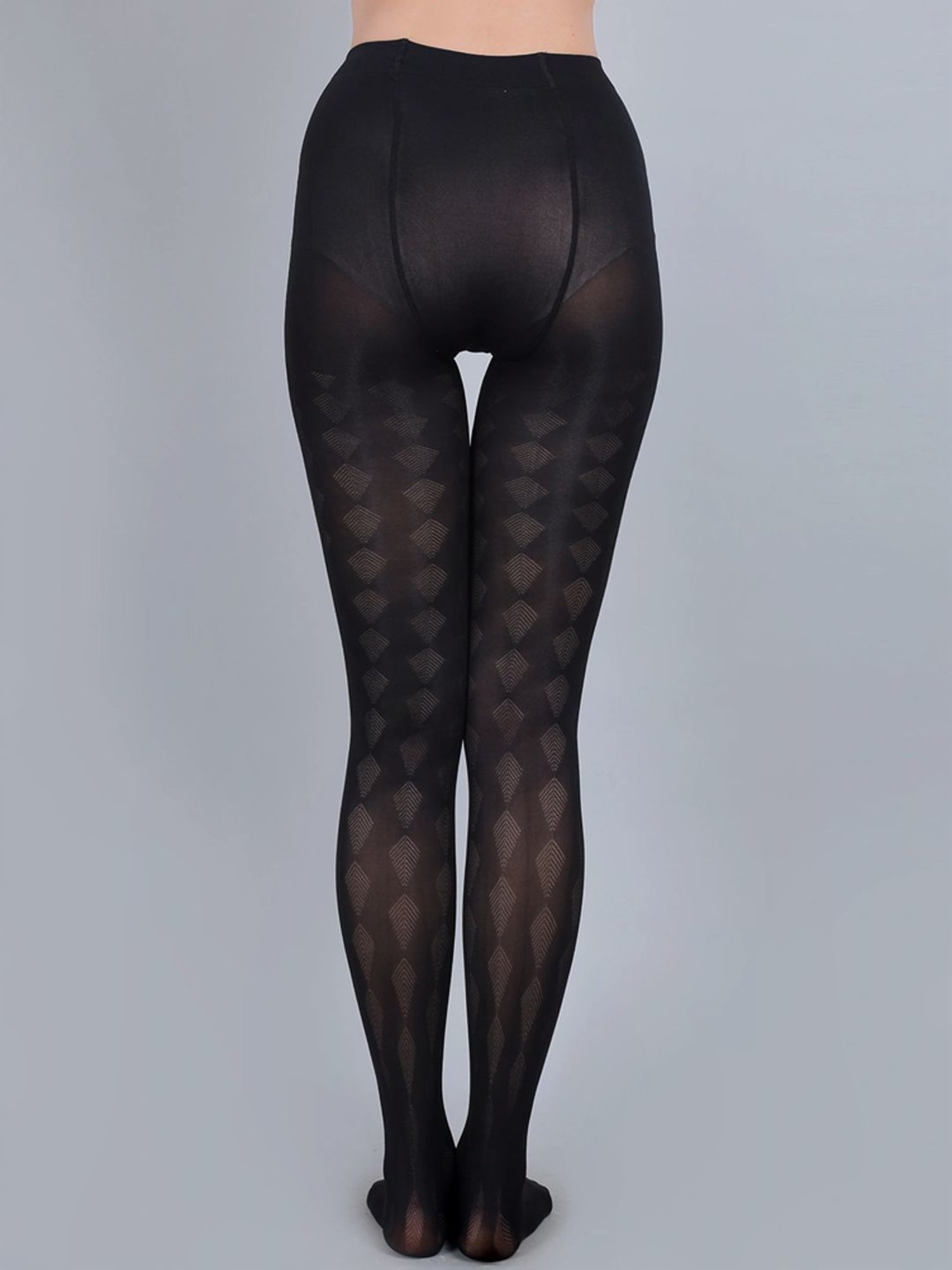 mod & shy Black Self Pattern Pantyhose Stockings