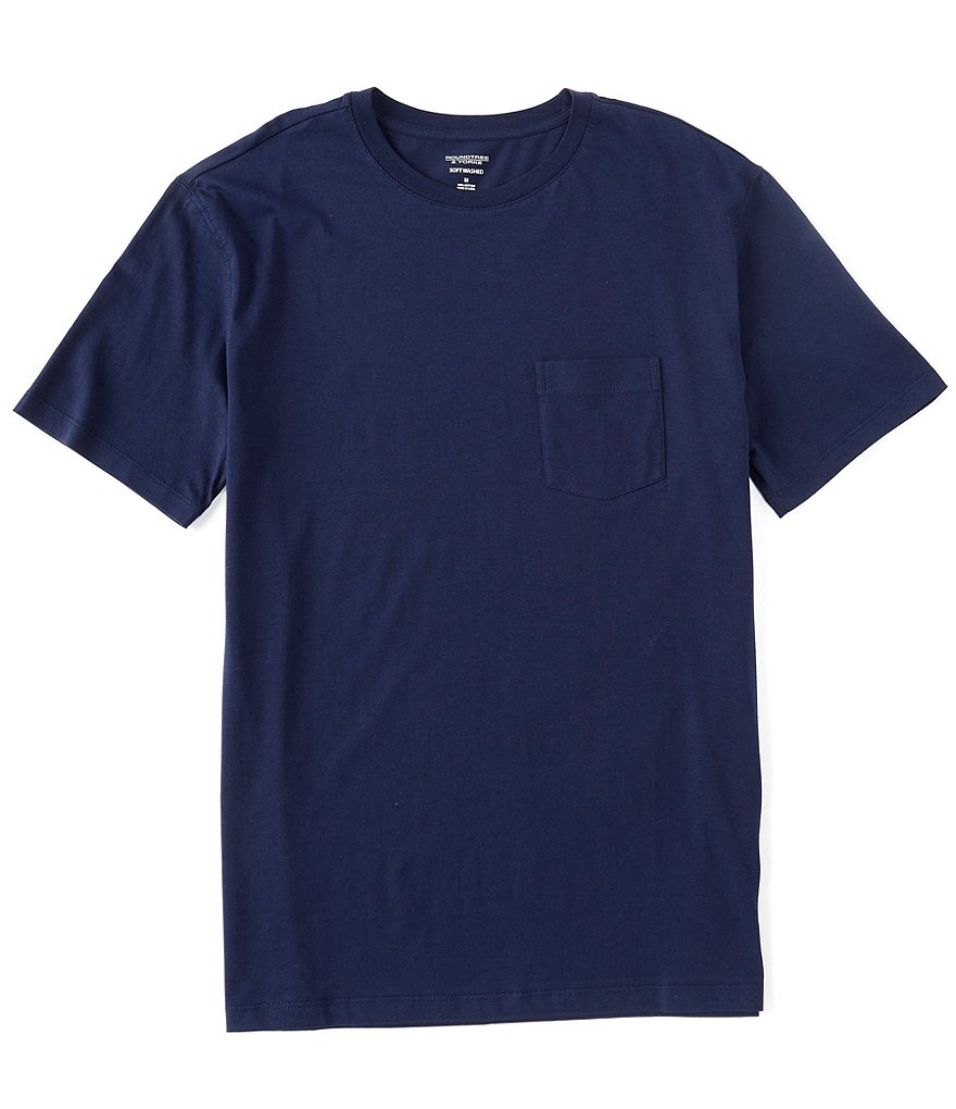Roundtree & Yorke Soft Washed Short-Sleeve Solid Pocket Crew