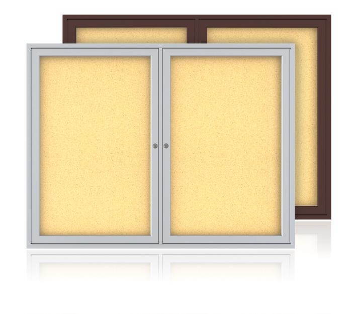 GHENT PA24860K Enclosed Cork Bulletin Board 60x48", 2 Door