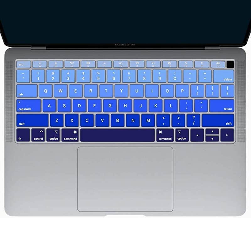Ultra Thin Silicone Keyboard Protective Skin for 2019 2018 MacBook Air 13-Inch (A1932, U.S Layout) Keyboard Accessories Protector (NOT FIT 2020 Air 13-Inch), Ombre Blue