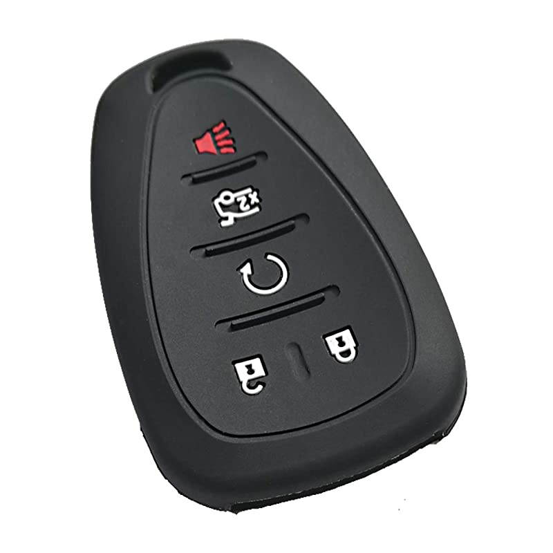 Qty2  Black Grey 5Buttons Smart Key Cover Case Fob Bag Keyless Jacket Protector Fit for 2017 2018 2019 Chevy Malibu Camaro Trax Traverse Sonic Cruze Volt Equinox Spark Bolt EV