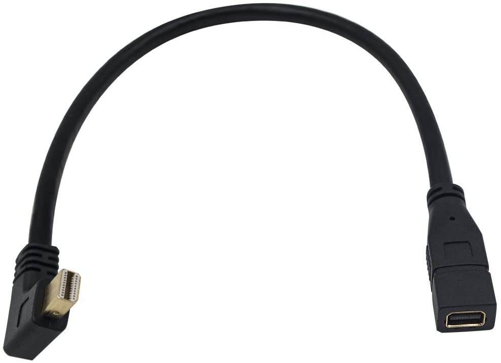 Duttek Mini DisplayPort Cable 90 Degree Left Angled Mini DisplayPort Male to Mini DisplayPort DP Female Extension Cable for iMac & LED Cinema Display 30 CM/12 Inch