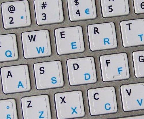 MAC ENGLISH-SWEDISH (FINNISH) KEYBOARD STICKERS ON WHITE BACKGROUND