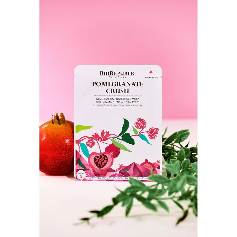 BioRepublic Skincare Illuminating Fiber Face Mask Sheets - Pomegranate Crush - 3ct