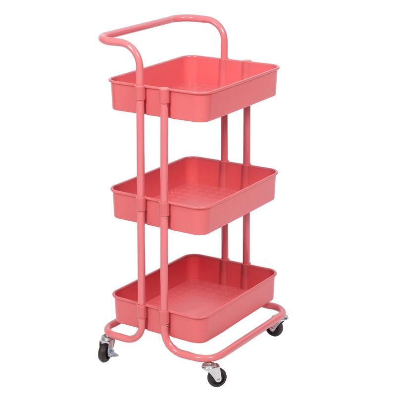 Pemberly Row 3 Tier Mobile Storage Caddy in Hot Pink