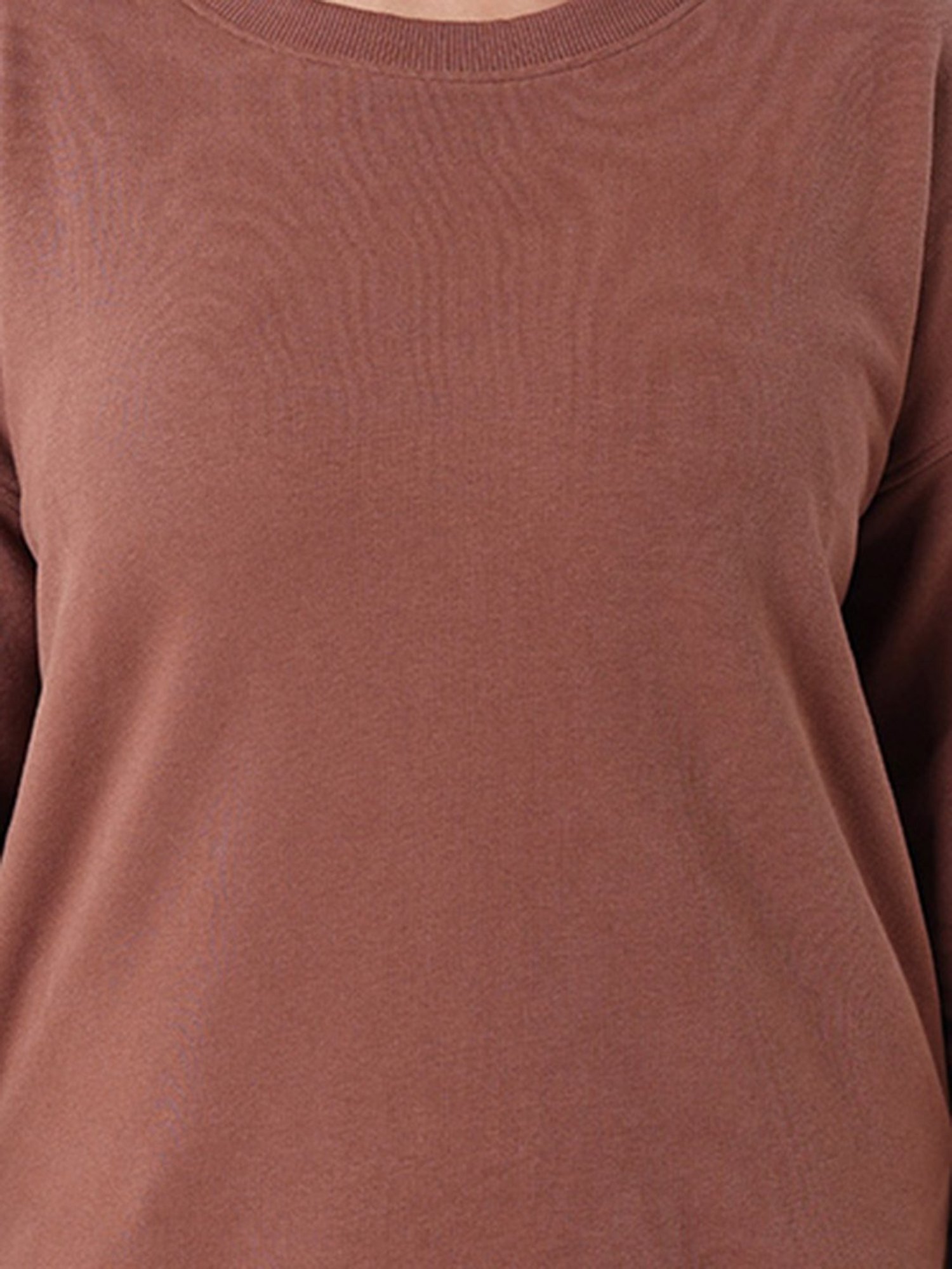 BlissClub Brown Cotton Relaxed Fit Sweatshirt