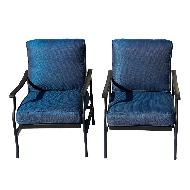 2pc Steel Outdoor Patio Accent Chairs Blue - Lokatse