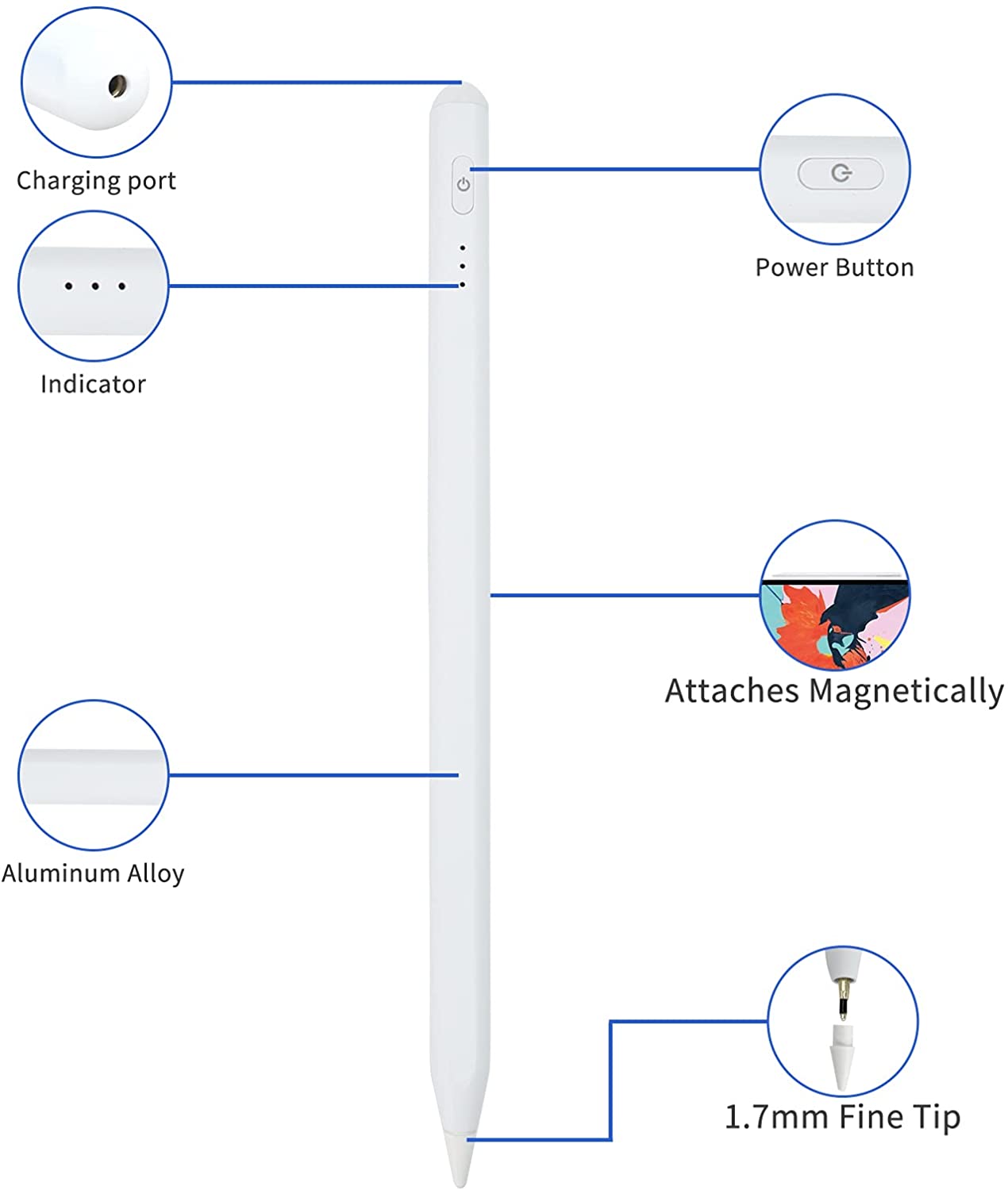 efind Stylus Pens for Touch Screens,ipad Pencil Compatible with (2018-2020) iPad Pro (11/12.9 Inch), iPad 6th/7th Gen,iPad Mini 5th Gen,iPad Air 3rd Gen for Precise Writing/Drawing