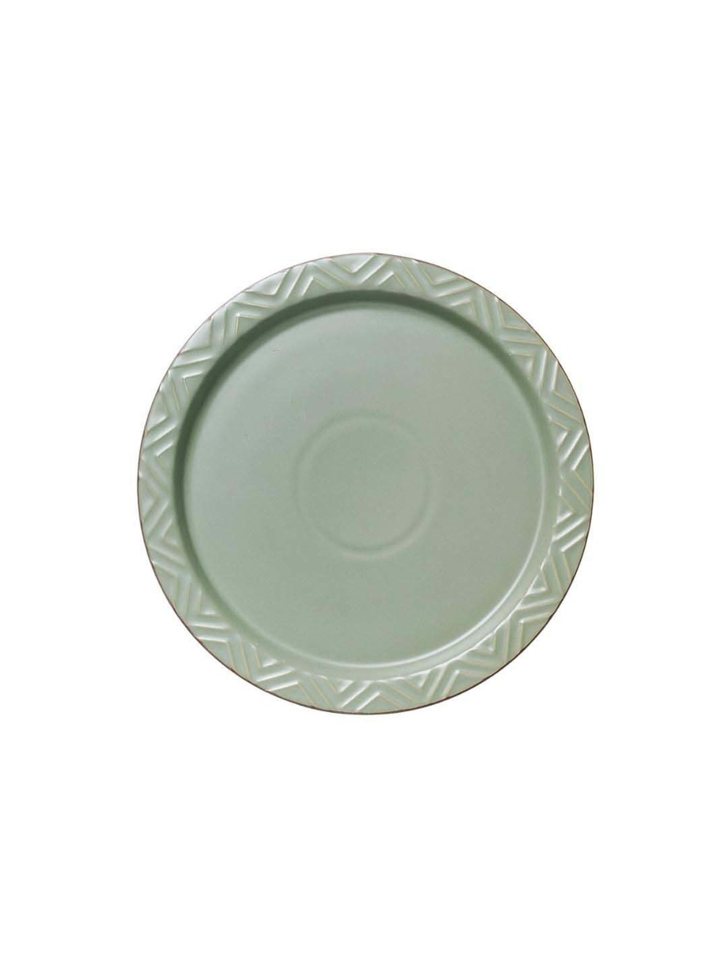 Nestasia Green Colored Textured Rim Fine Ceramics Dinner Plate, Microwave-Safe, 10-inch