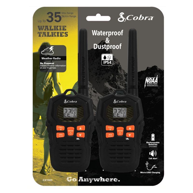 Cobra Micro-Talk 35 Mile Two Way Radio 2pk - Black (CXY805)