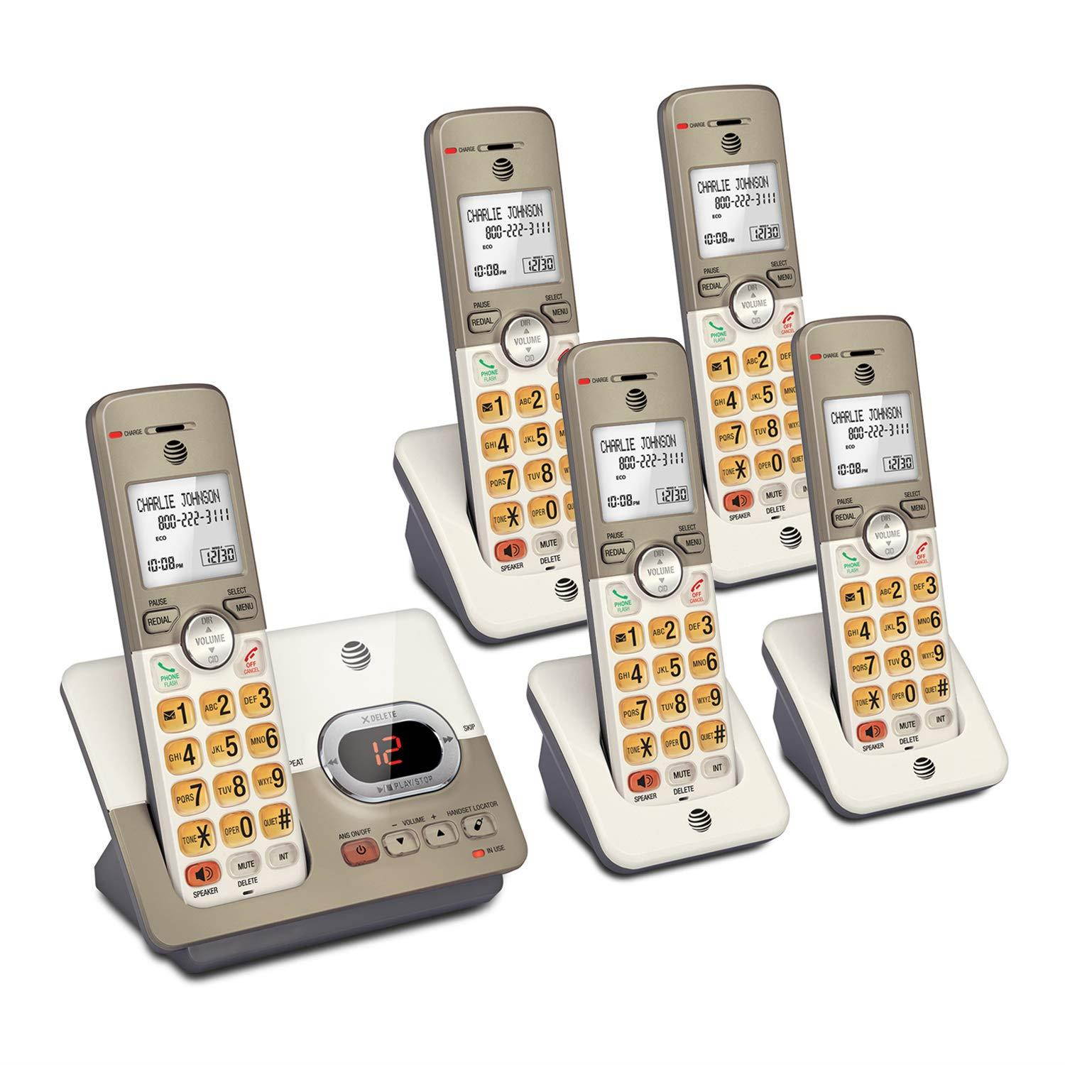AT&T EL52513 5-Handset Expandable Cordless Phone Answering System & XL Backlit Keys