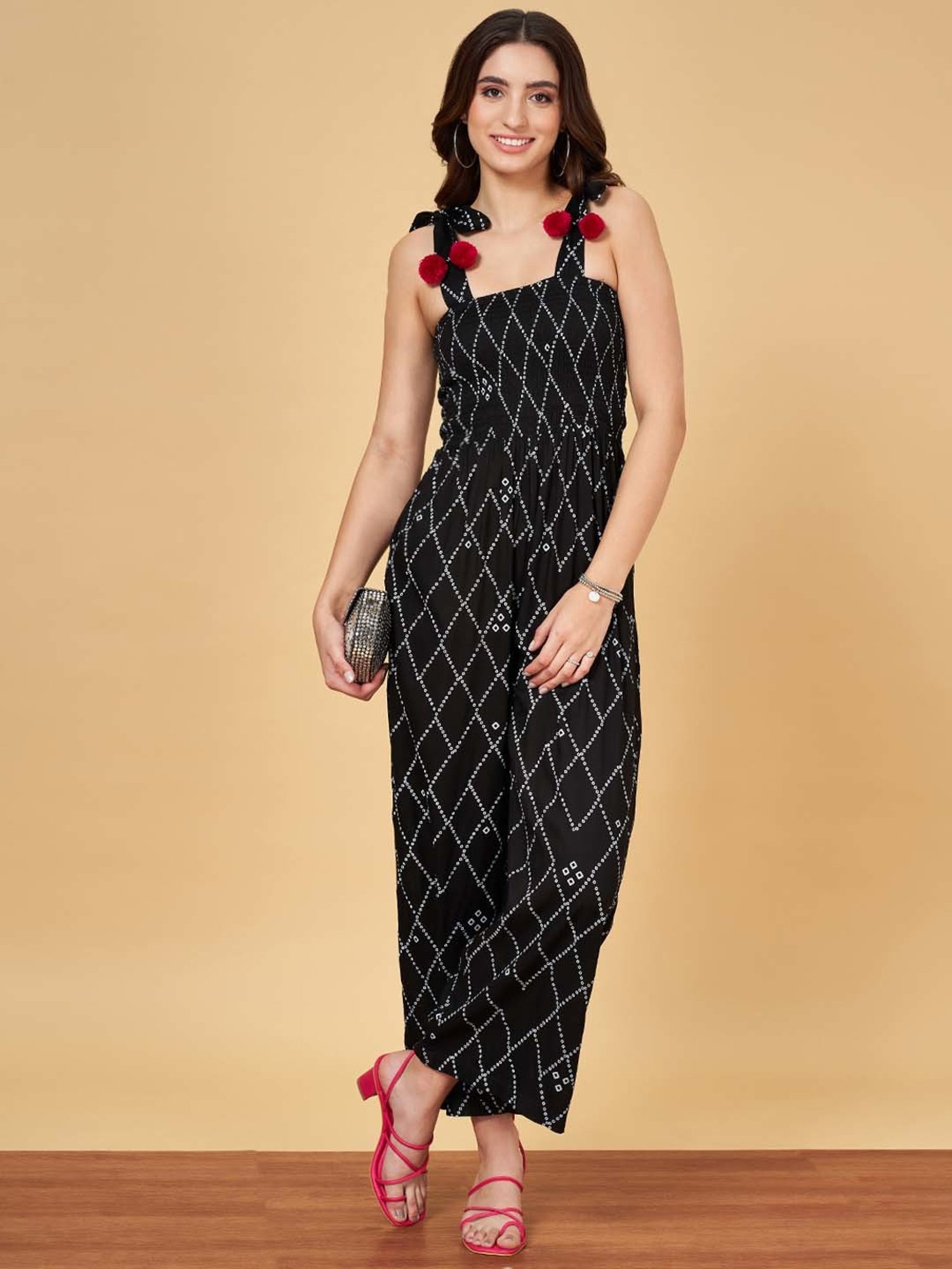 YU by Pantaloons Black Printed Jumpsuit