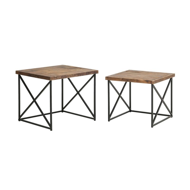 Set of 2 Layton Reclaimed Wood Nesting Tables Brown/Black - Summerland Home