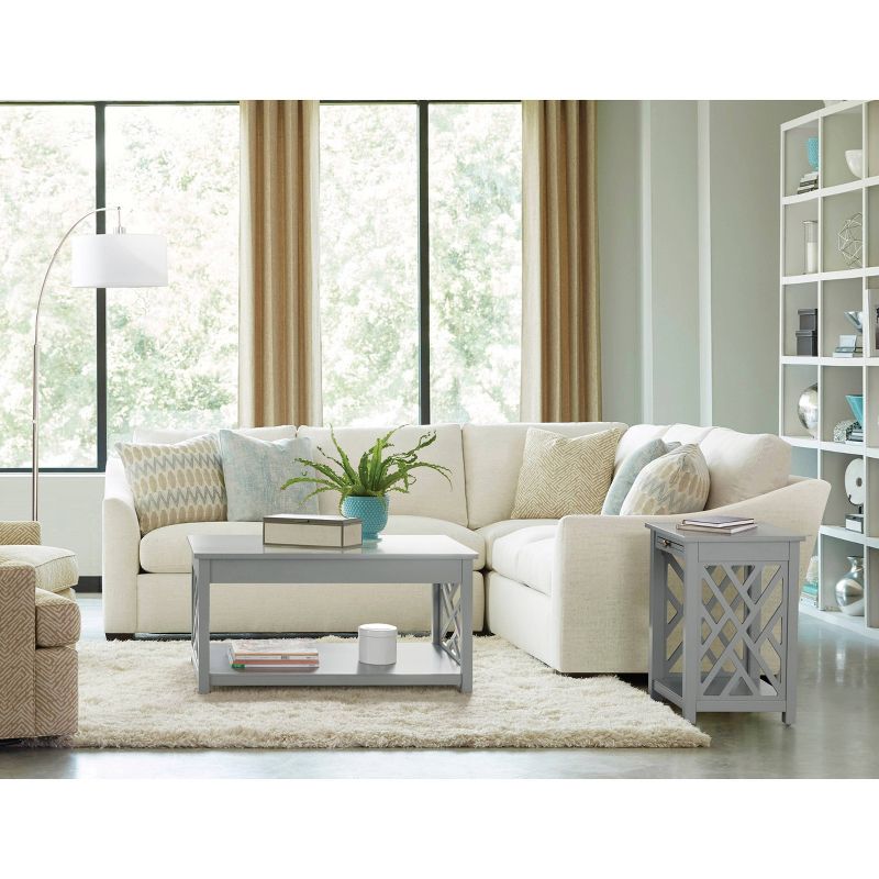 Middlebury Wood End Table with Tray Shelf and Bottom Shelf Gray - Alaterre Furniture