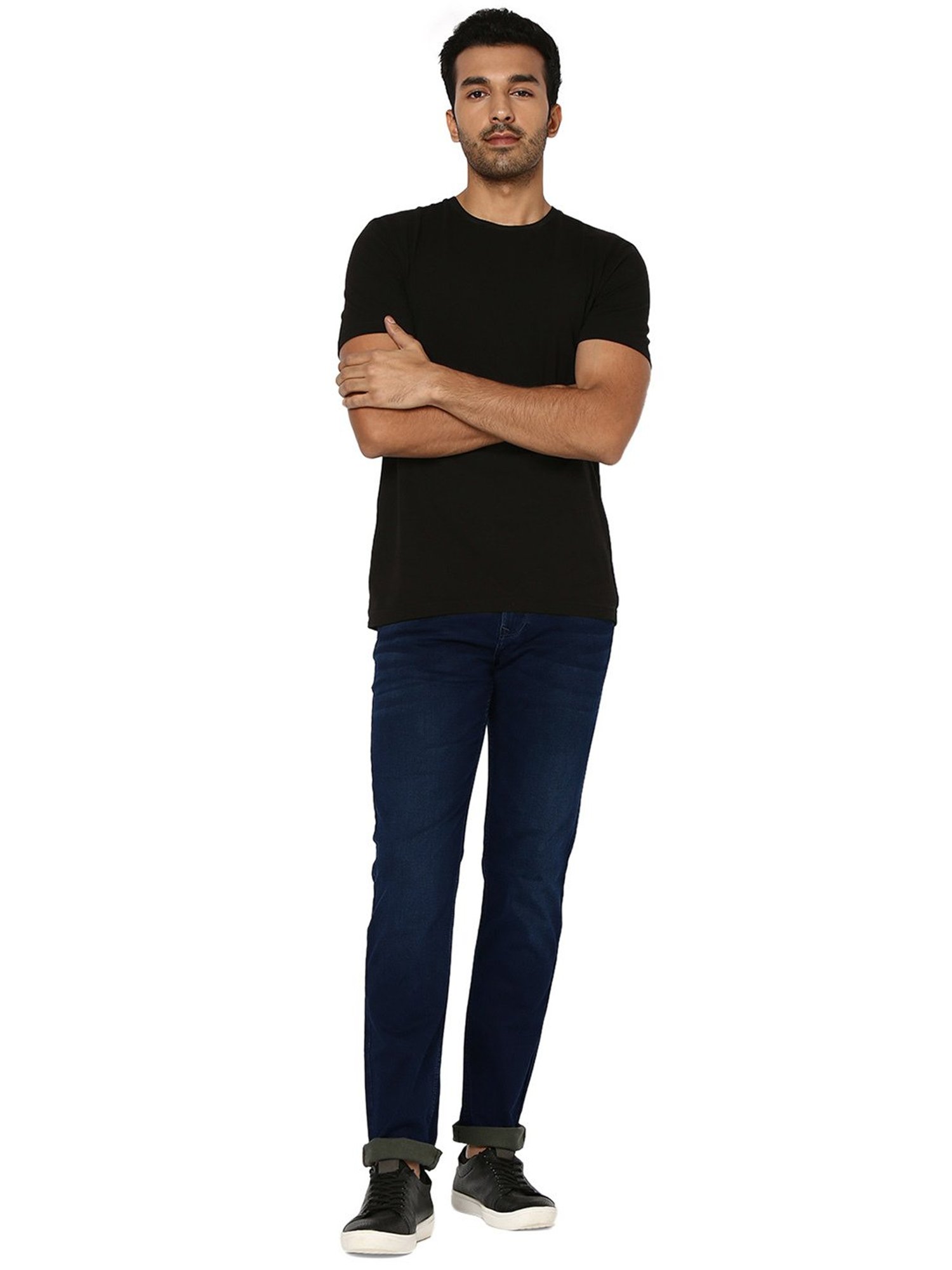Mufti Dark Blue Narrow Fit Lightly Washed Jeans
