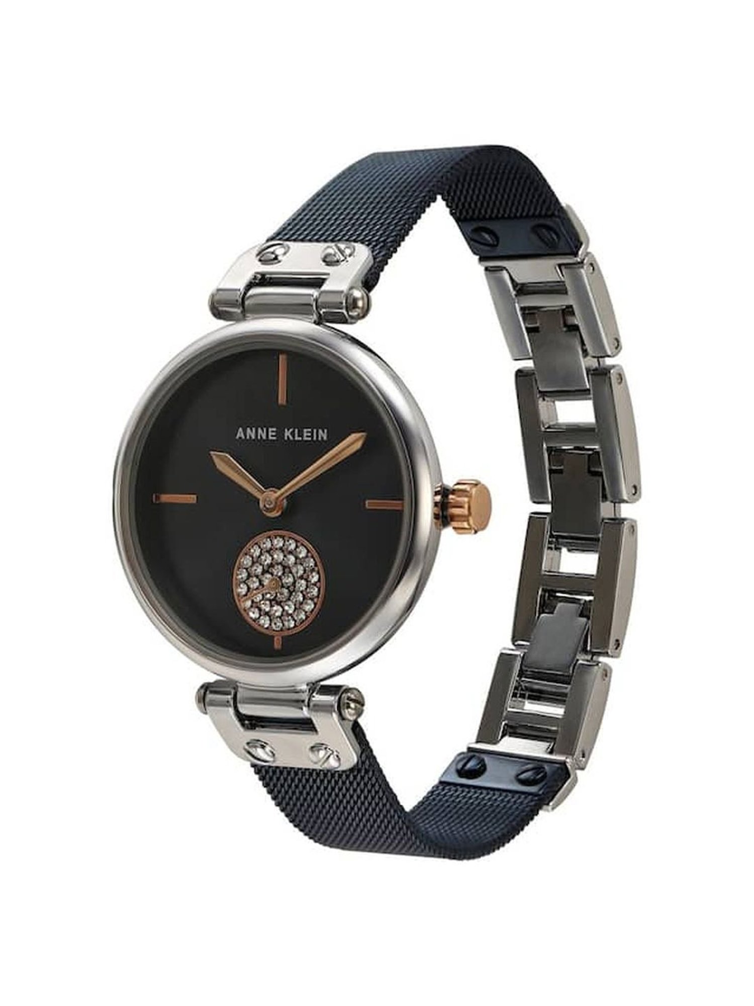 Anne Klein NEAK3001BLRT Crystals Analog Watch for Women