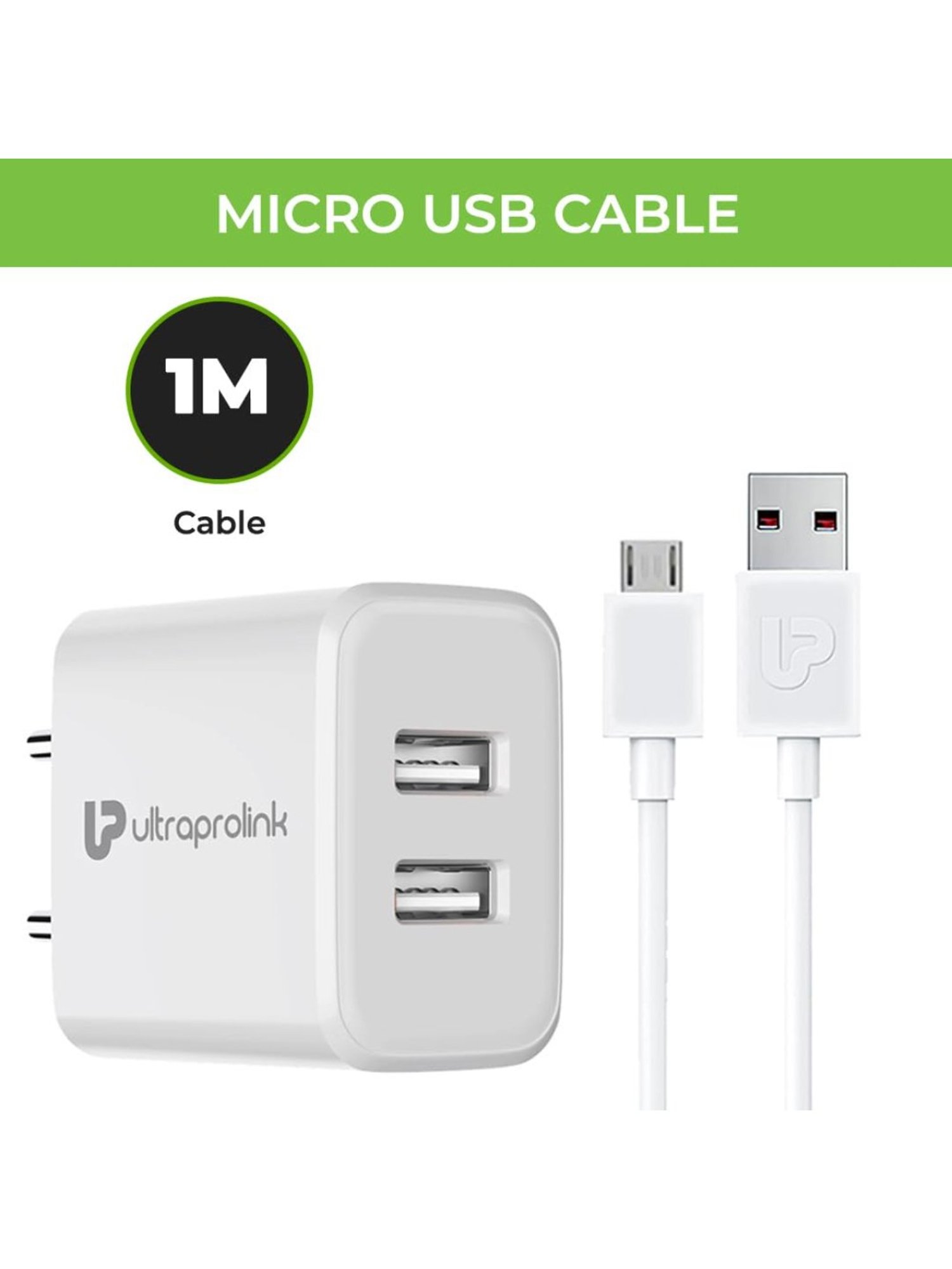 UltraProlink Boost12 UM1156M 2.4A 12W Dual USB Fast Charging Wall Charger (White)