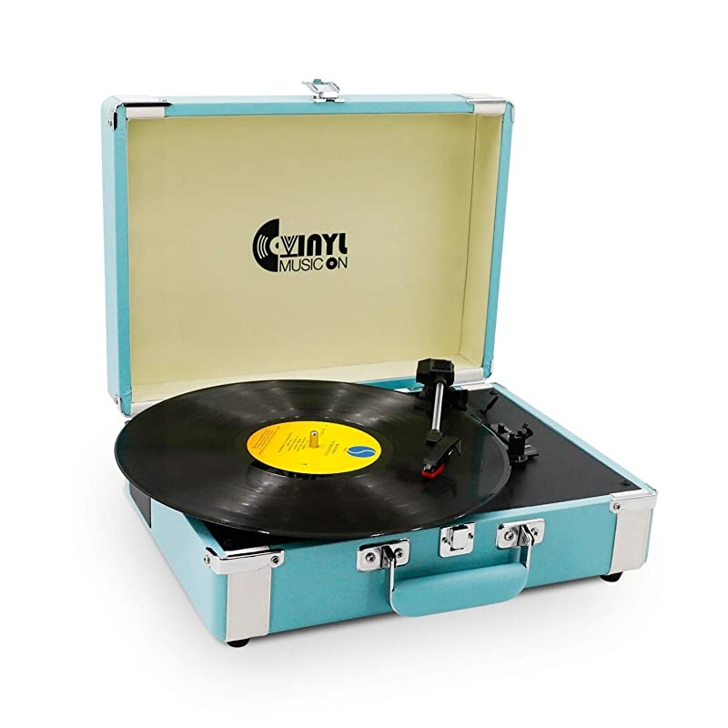 Bluetooth Turntable with Stereo Speakers3 Speed Vinyl Record Player Supporting Wireless Connection Blue