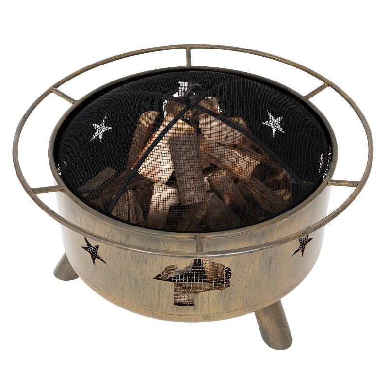 30" Wood Burning Fire Pit with Cover - Brown - Nuu Garden
